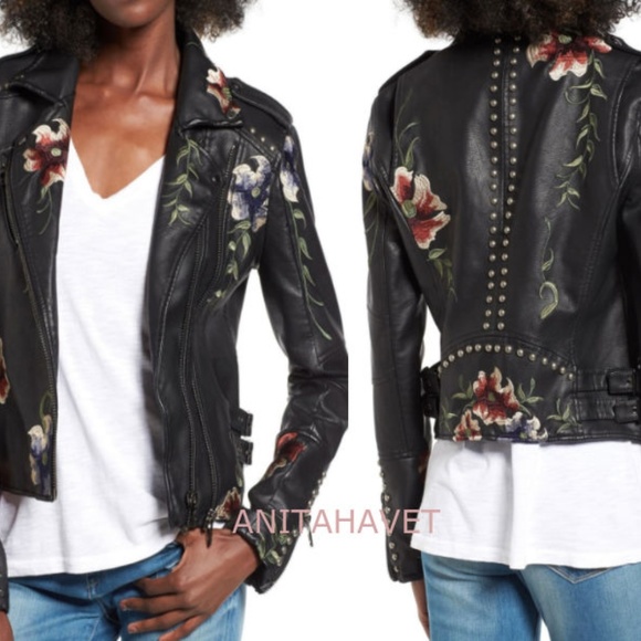 BLANK NYC Embroidered Faux Leather Moto Jacket - Picture 15 of 16